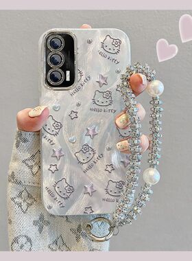 适用iQOONEO5手机壳v2155a带镜头膜vivoiqooneo5s全包软边v2054a防摔iq00ne0新款5g女生手链保护套时尚可爱