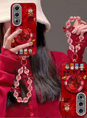 适用一加Ace5至尊版手机壳PLC110带镜头膜1加ace5ultra保护套oneplus新年女款1+ace手链支架5G全包边防摔红色