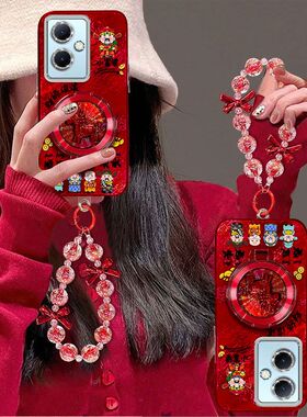 适用viovY78+手机壳V2271A带镜头膜vivoy78m保护套viv0y78新年女款V2278A手链支架vlvoy78十全包边防摔5G喜庆