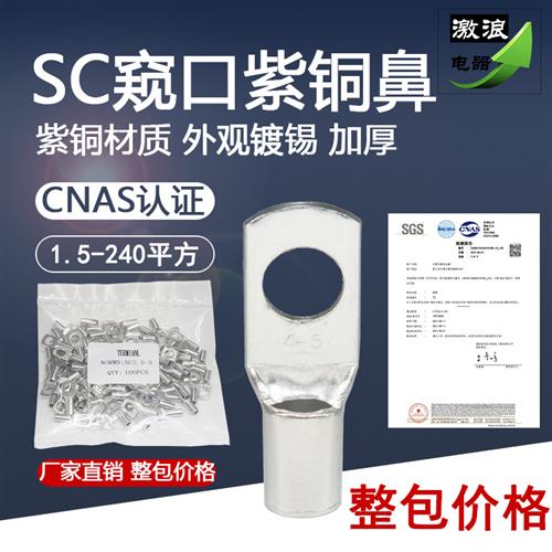 SC10/6/4线耳铜鼻子SC16/25SC1.5/35SC50平方70-5/6/8/10冷压端子