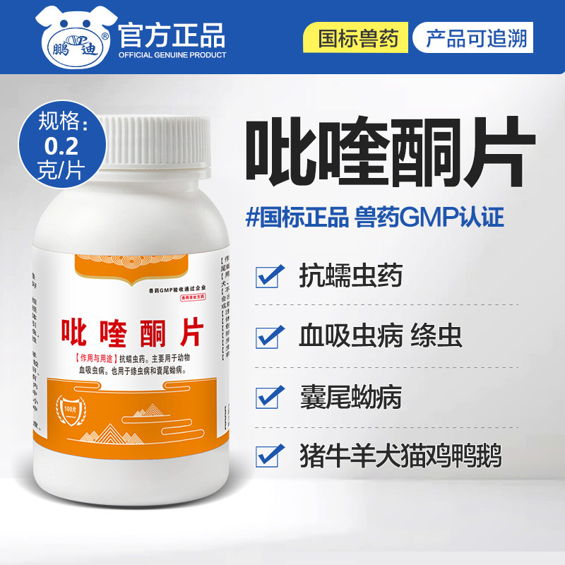 吡喹酮片兽用猪牛羊猫狗体内驱虫