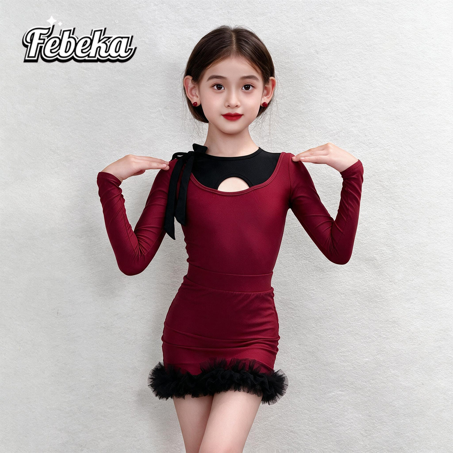 拉丁舞服练功服秋冬款女童演出服