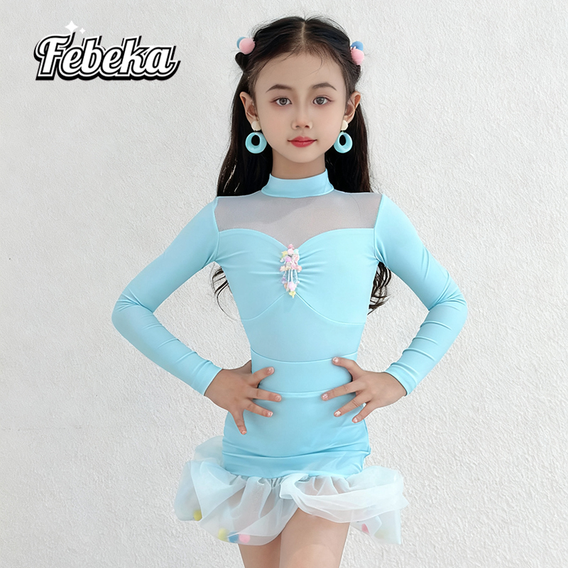 拉丁舞服练功服秋冬款女童演出服