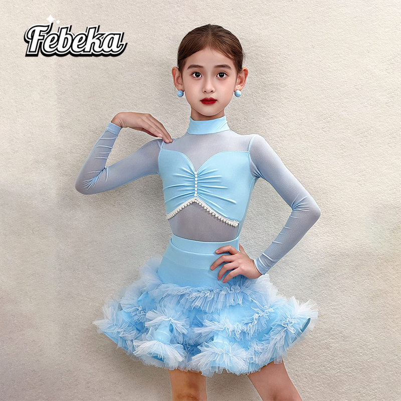 拉丁舞服练功服秋冬款女童演出服