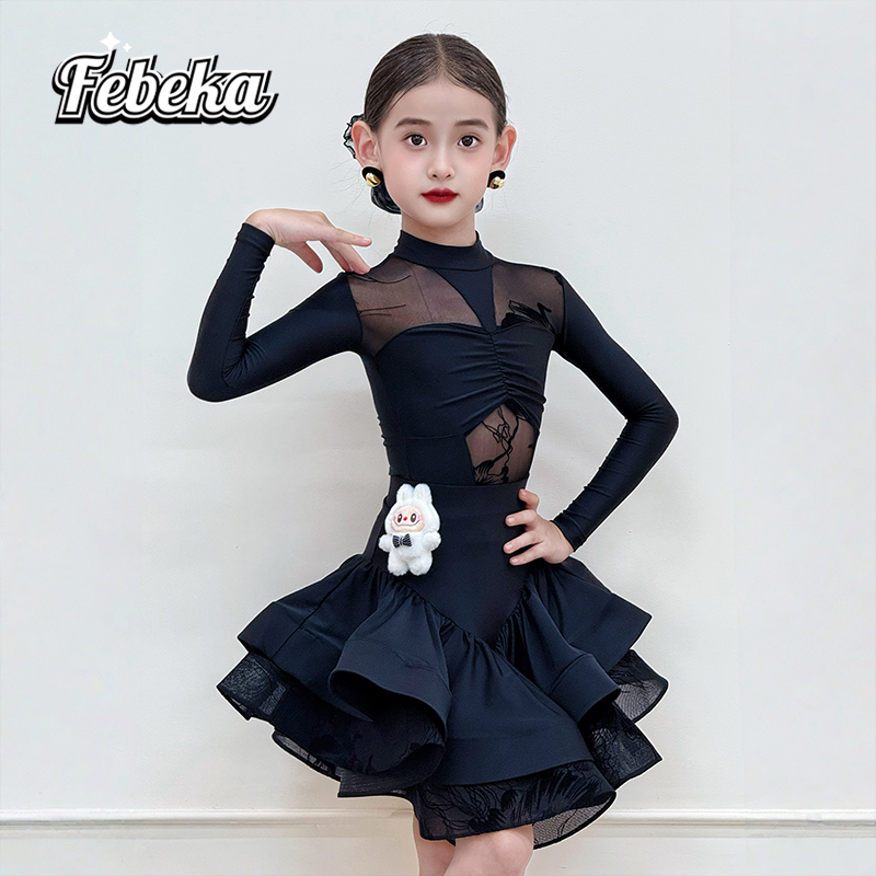 拉丁舞服练功服秋冬款女童演出服