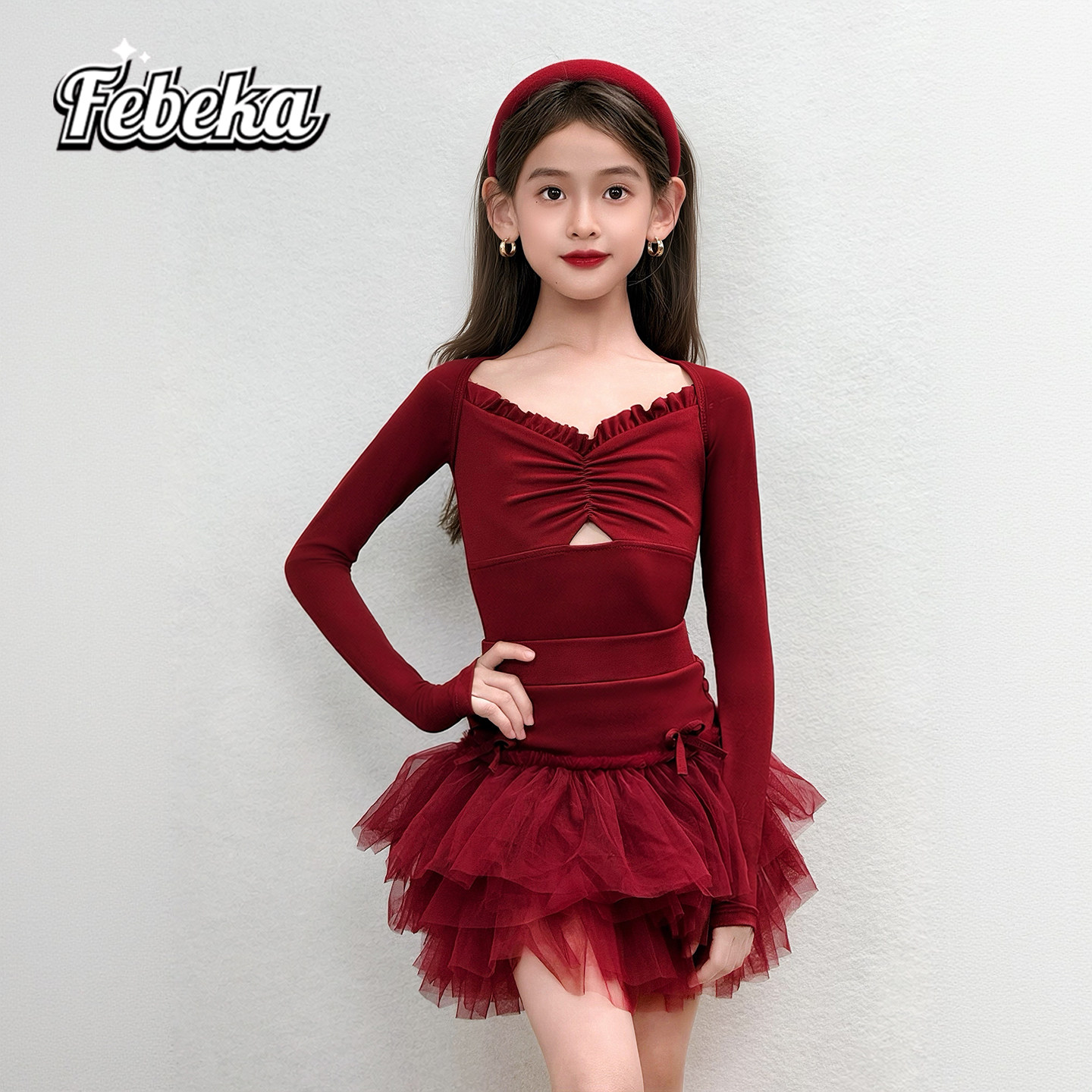 拉丁舞服练功服秋冬款女童演出服