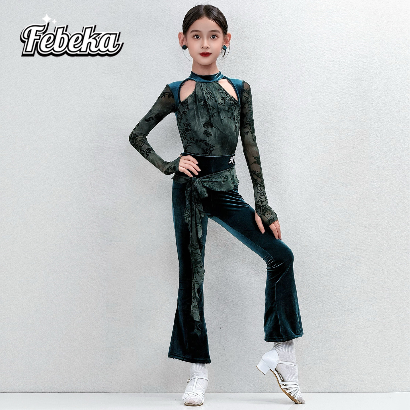 拉丁舞服练功服裤子款女童高级感