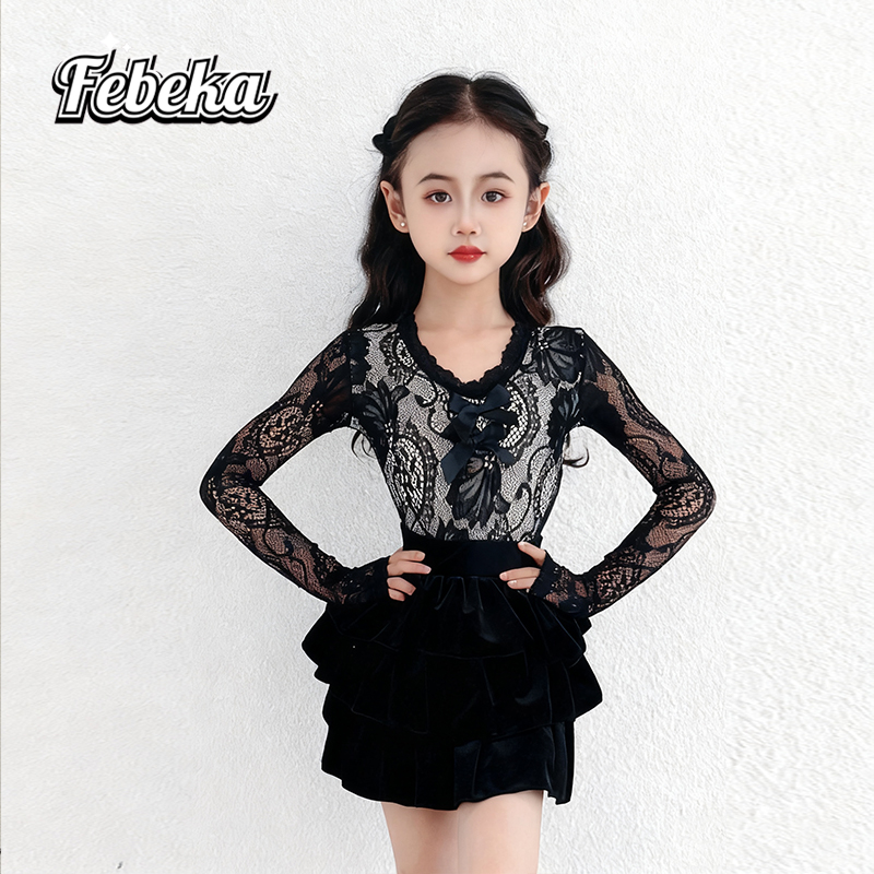 拉丁舞服练功服秋冬款女童演出服