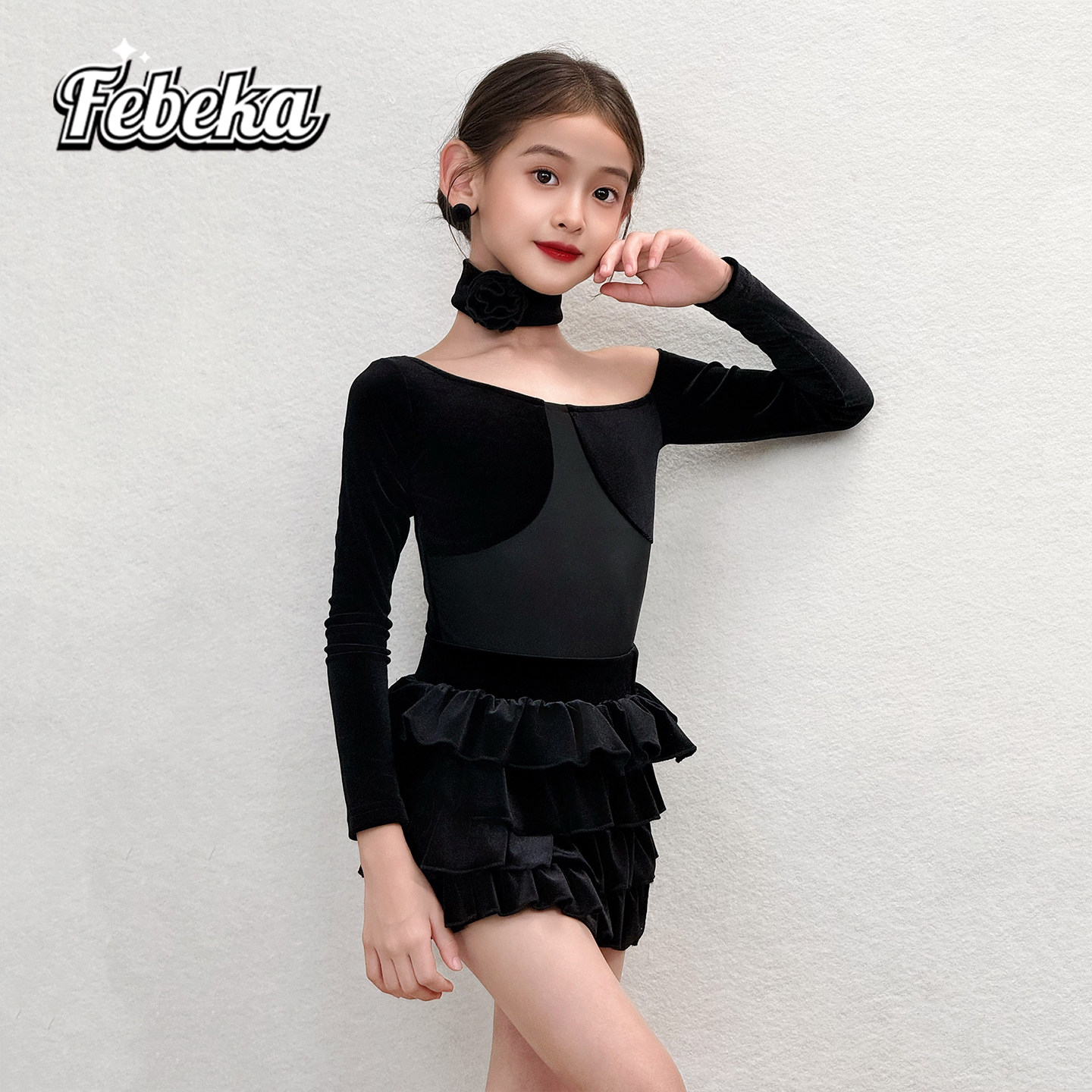 拉丁舞服练功服秋冬款女童演出服