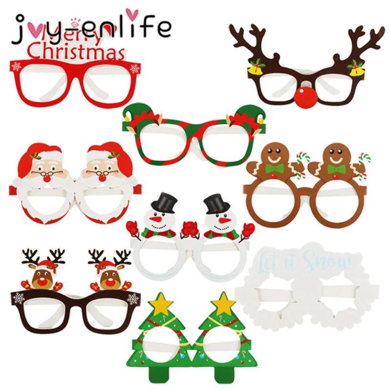 9pcs Santa Claus Xmas Tree Elk Paper Glasses Frame Christmas
