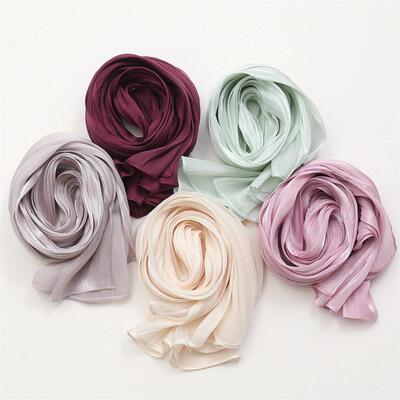 Thin scarf solid color headscarf sun protection纯色头巾防晒