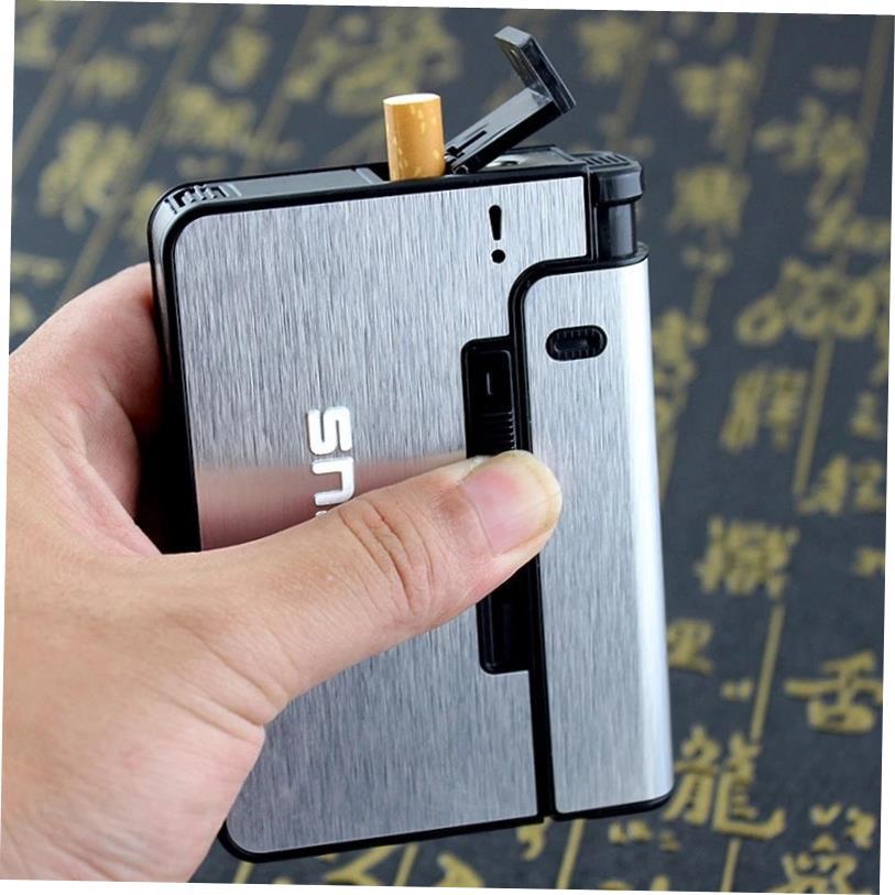 Portable Automatic Cigarette Case Boxes Not Lighter Men Gif1