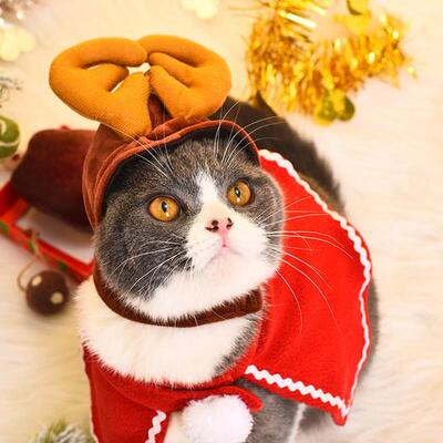 Christmas Decorations Pet Clothes Cat Dog Santa Red Scarf