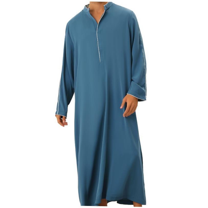 Arab mens shirt Muslim long robe clothes 简约休闲长袍衫男