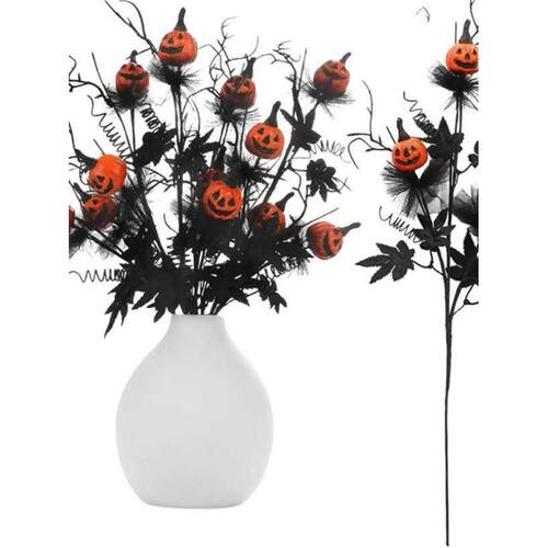 Halloween Decor Artificial Pumpkin Maple Leaf Floral Stems B