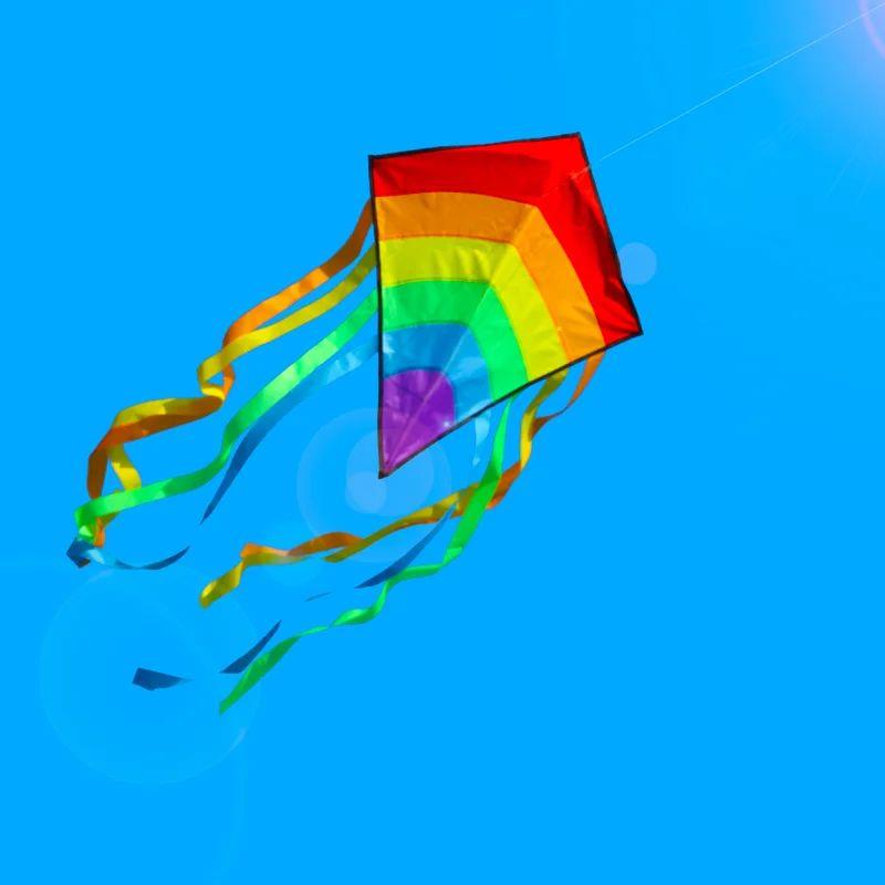 YongJian Colorful Rainbow Kite Long Tail Diamond kite for Be