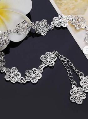 Hot sale silver color bracelet beautiful flowers for women c