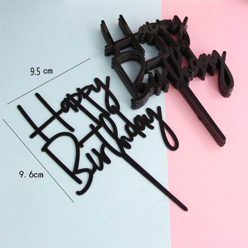 10PC/SET Acrylic Cake Topper Gold Flash Cake Topper Happy Bi
