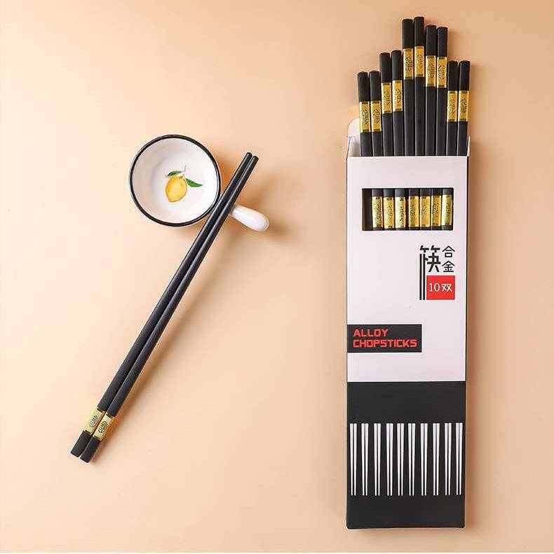 Hotel household high-grade boxed 10 pairs of alloy chopstick