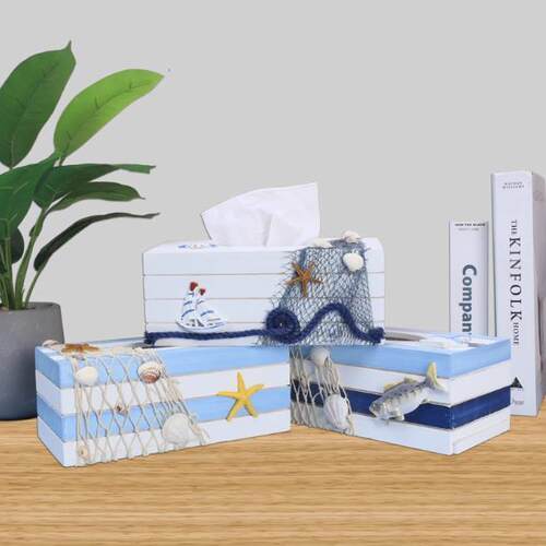 Mediterranean Style Wooden Tissue Box Case Napkin Paper Hold