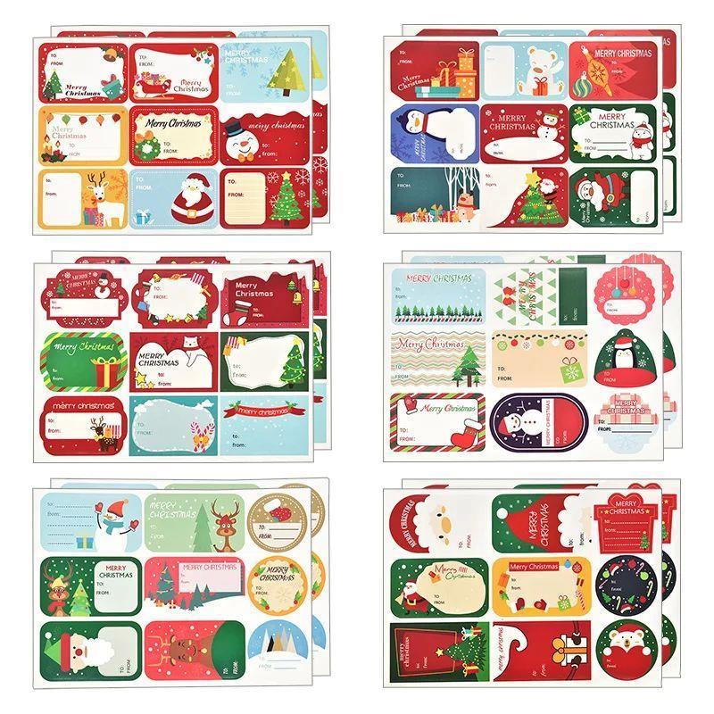 108Pcs/12Sheets Merry Christmas Gift Name Tags Present Seal