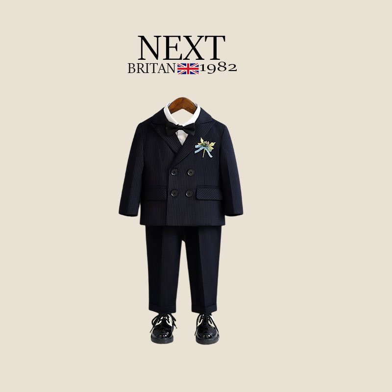 英国Next男童春秋季长袖礼服英伦条纹西装套装宝宝周岁花童演出服
