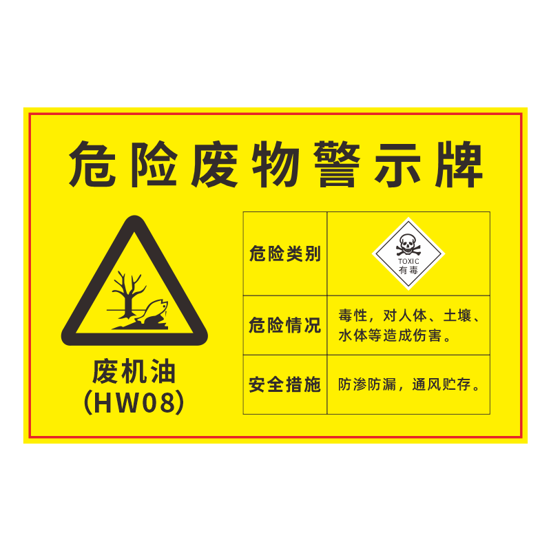 2024新版国标汽修厂危废警示牌修理厂储存暂存间废机油标识牌仓库贮存场所危险废物提示贴纸危险品环保标志牌