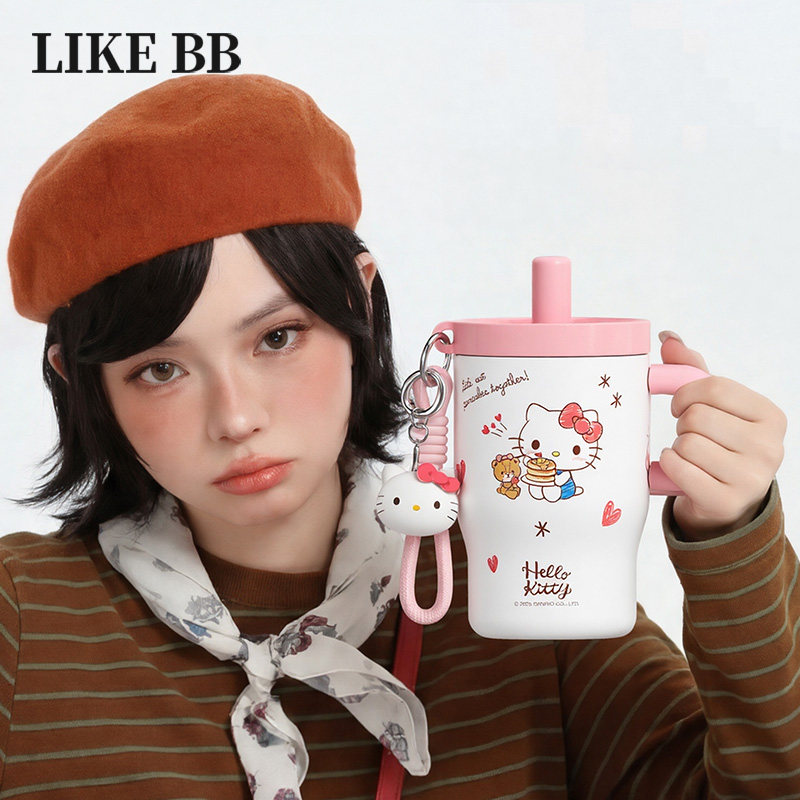 hellokitty保温杯女生高颜值带吸管水杯便携新款可爱马克杯子礼物