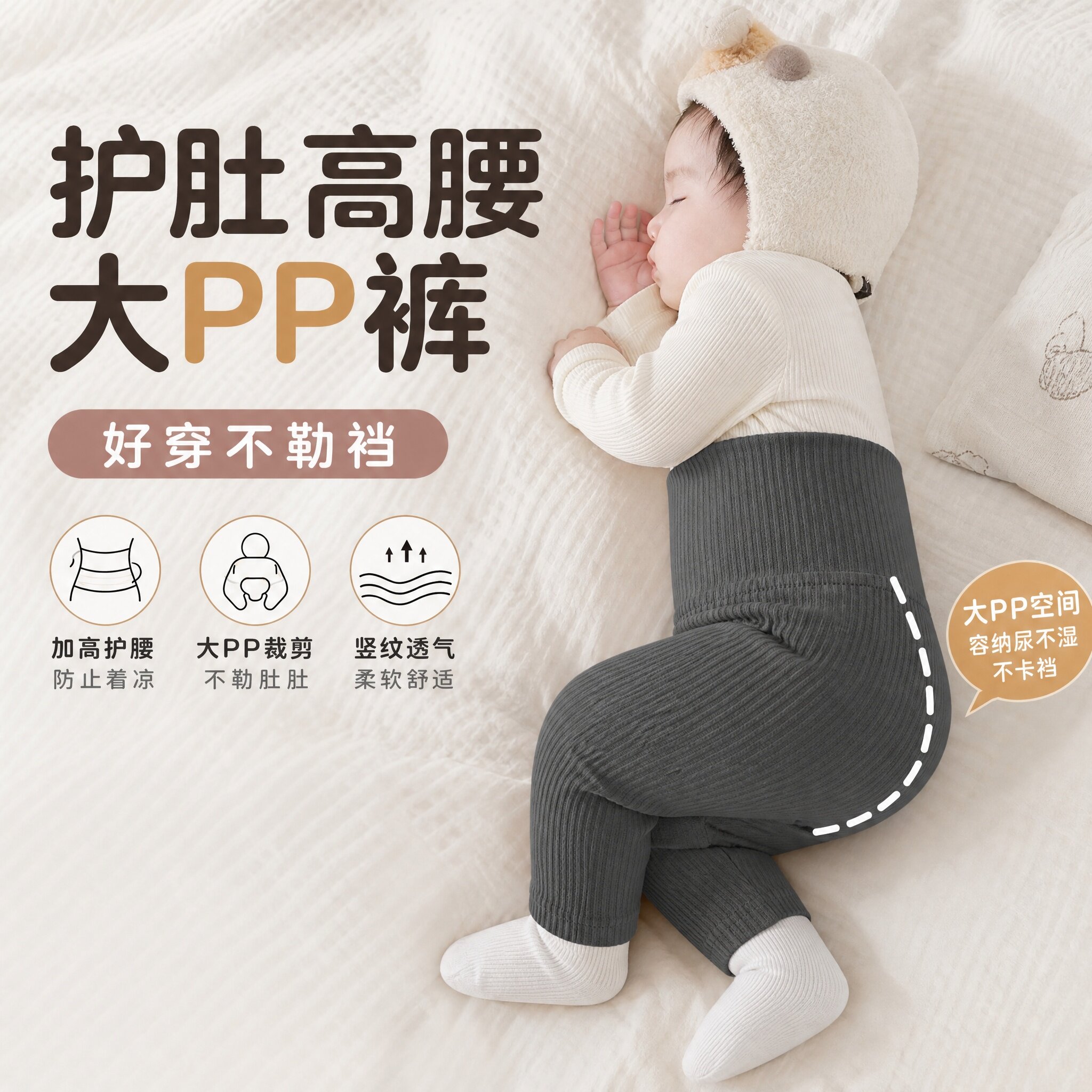 小月龄打底裤高腰护肚大屁屁pp裤图片