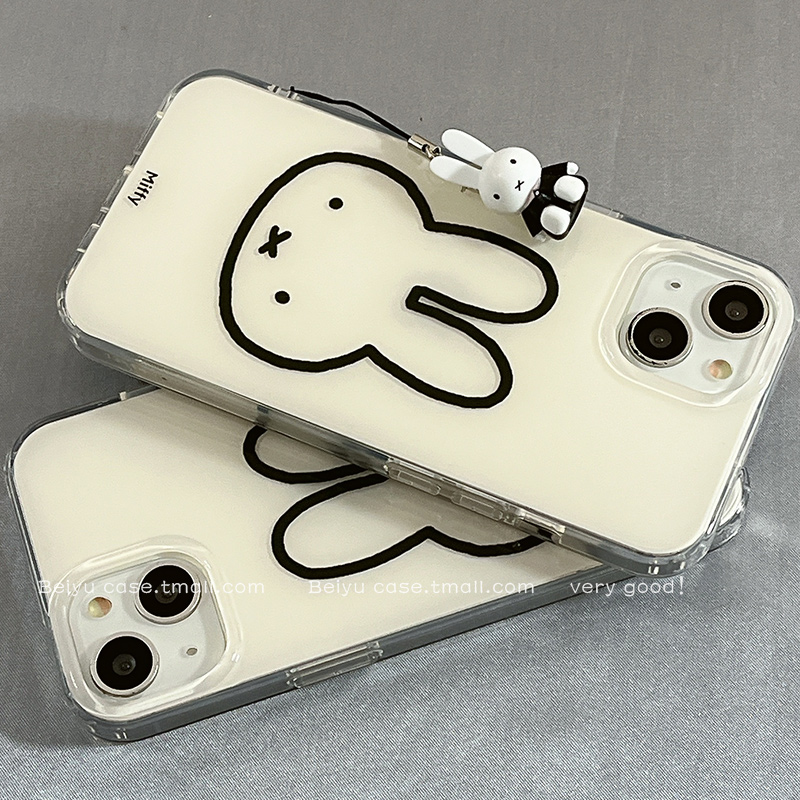 可爱卡通米菲兔适用苹果16手机壳带挂件iphone15promax新款14小众女款14Promax硅胶13全包16pro少女心防摔套