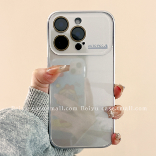 ins简约纯色大视窗带镜头膜适用苹果17Promax手机壳iphone16pro新款 15pro小众14高级感13情侣15玻璃17pro全包