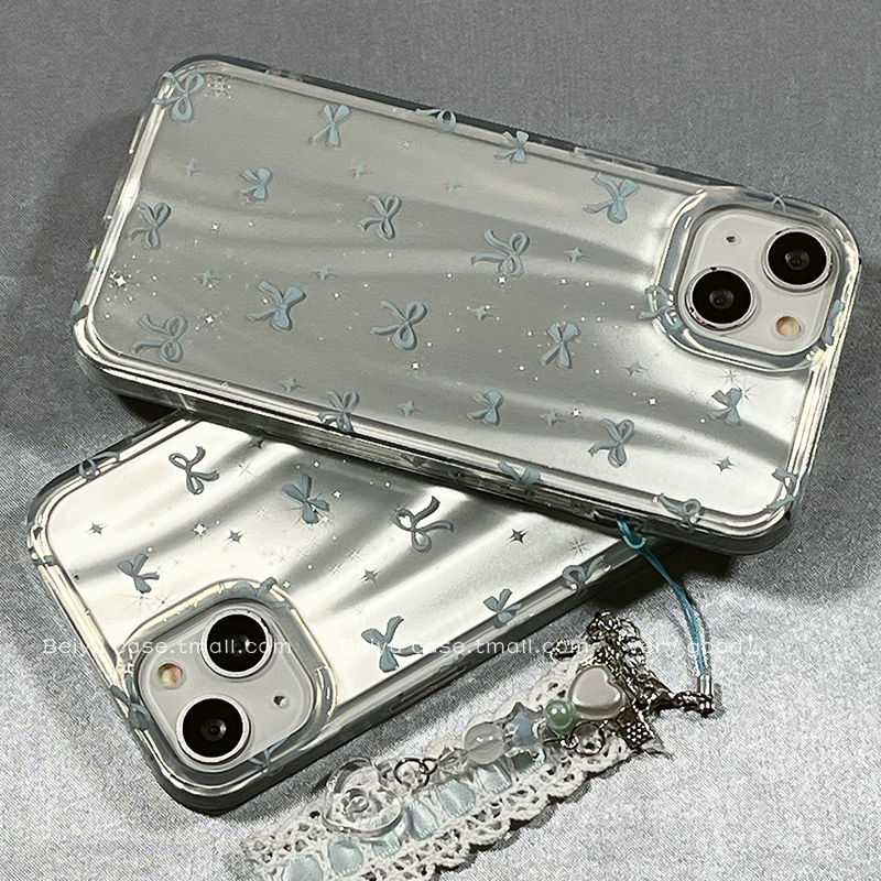 ins韩风波点蝴蝶结适用苹果16Promax手机壳带挂坠iphone15pro新款14小众女14pro硅胶13防摔16pro高级感15全包