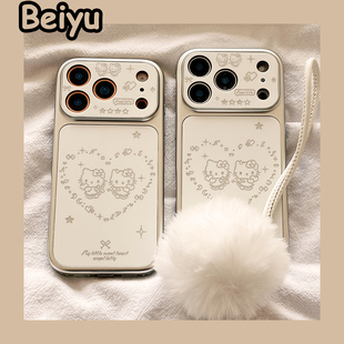 ins可爱闪粉爱心HelloKitty适用苹果17Promax手机壳iphone16pro新款15pro小众16pm电镀14pro硅胶17pro全包女