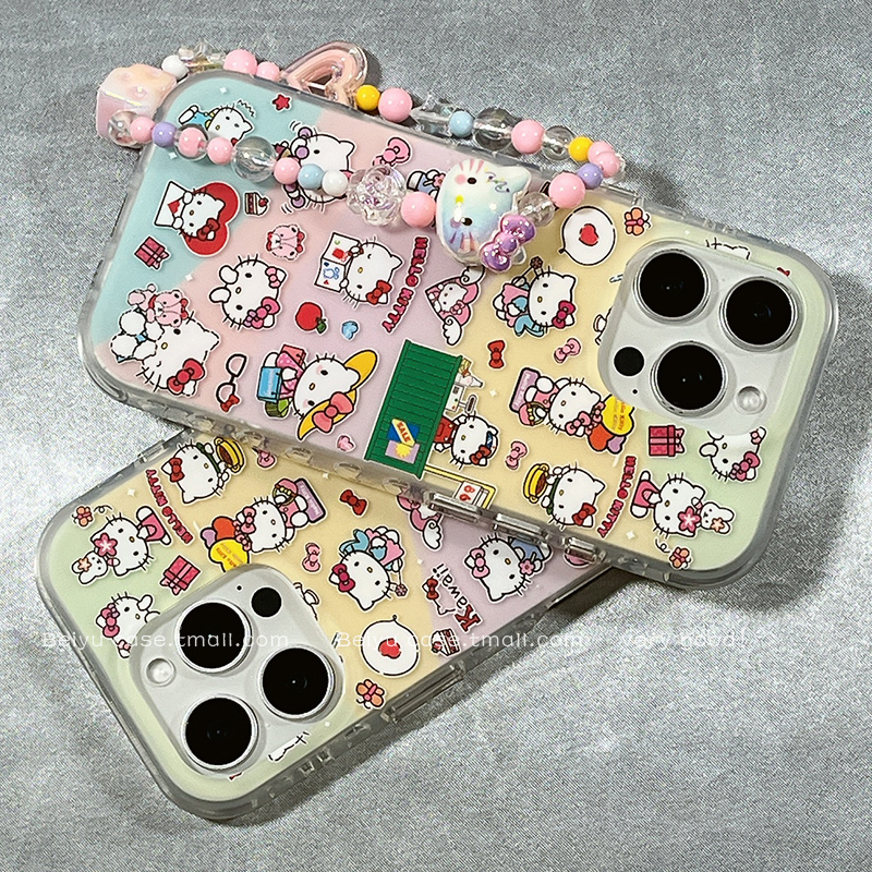 可爱卡通少女心HelloKitty适用苹果16Promax手机壳iphone15pro新款14小众14pro硅胶13防摔16pro带链条15全包
