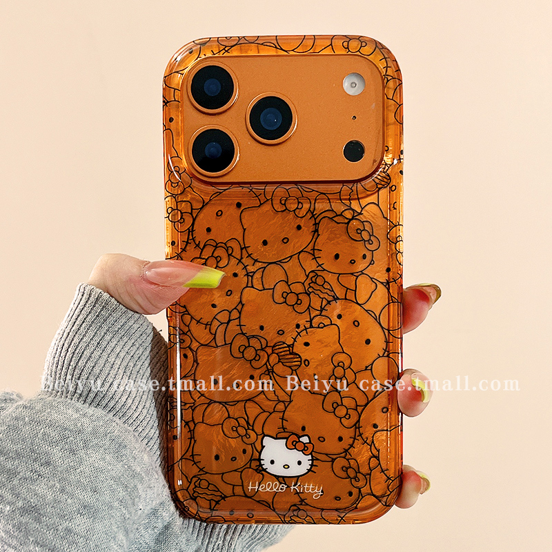 可爱卡通HelloKitty适用苹果17Promax手机壳iphone16pro新款15pro小众14橙色16创意15硅胶17pro高级感13全包