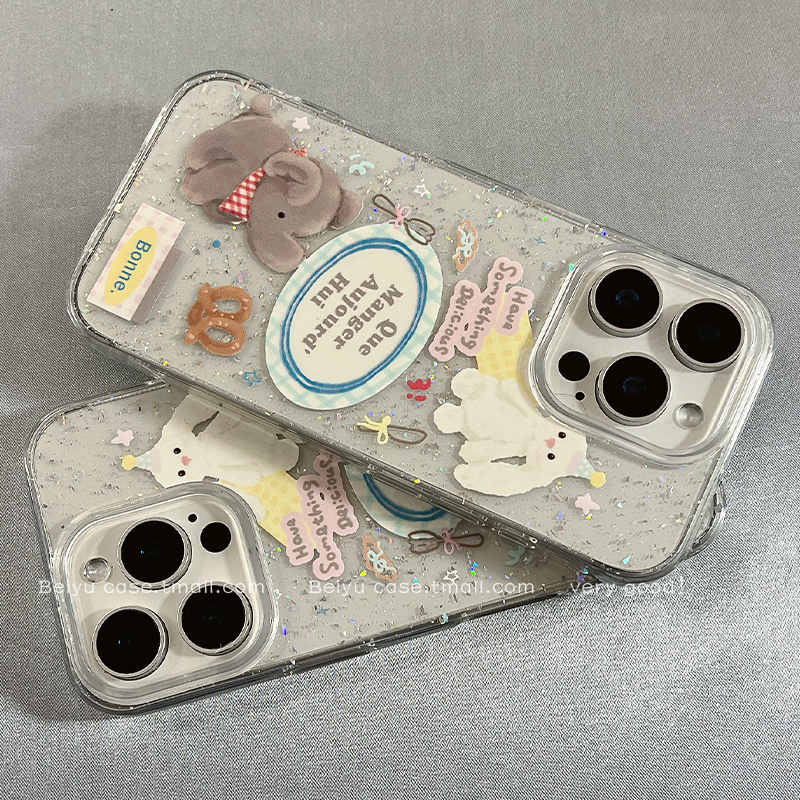 韩风蝴蝶结闪粉兔子手机壳