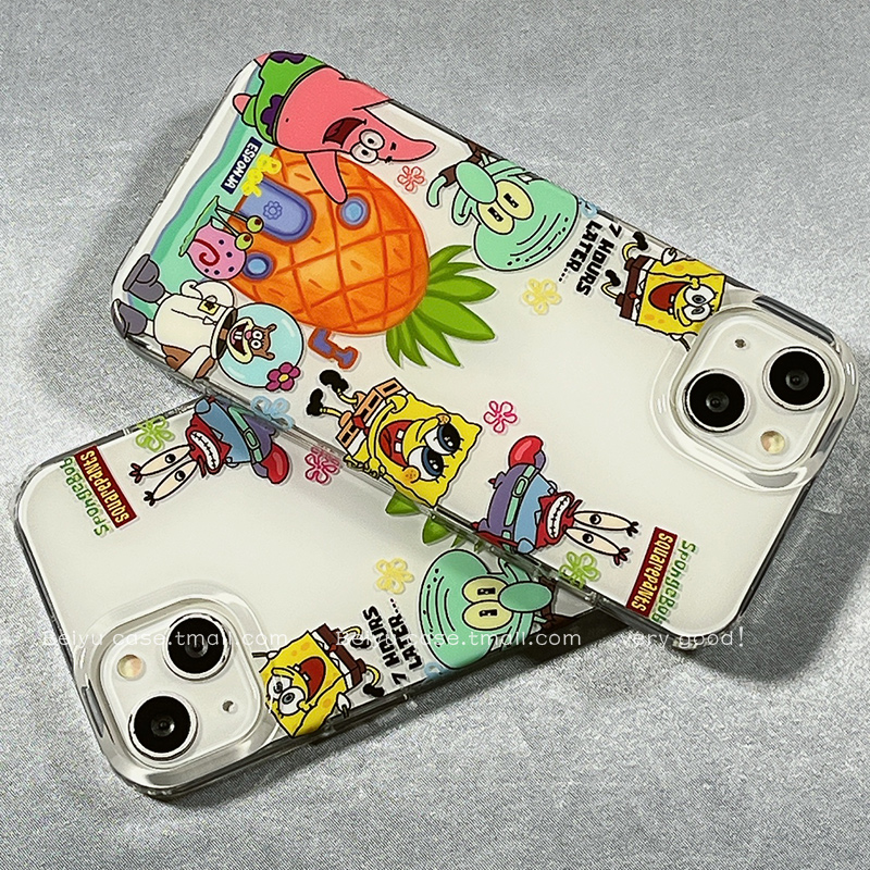 趣味可爱海绵宝宝派大星适用于苹果16Promax手机壳iphone15pro新款14小众女14pro硅胶13卡通16pro创意15全包
