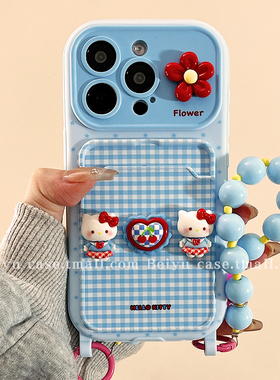 可爱立体HelloKitty带链条适用苹果17Promax手机壳iphone16pro新款15pro小众14卡包13创意15硅胶17pro全包女