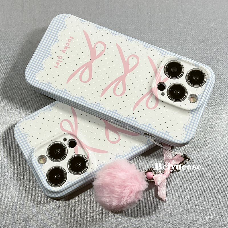 ins少女粉色蝴蝶结带挂件适用苹果15promax手机壳菲林iPhone14新款15pro小众11女13防摔12硅胶14pro保护套软