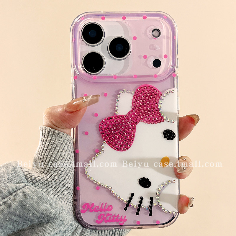 可爱卡通少女HelloKitty适用苹果17Promax手机壳iphone16pro新款15pro小众14波点13创意15硅胶17pro网红全包