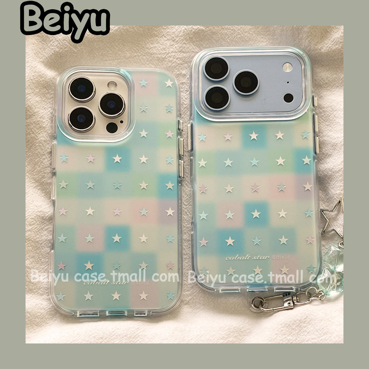 ins韩系蓝绿格纹星星适用苹果18Promax手机壳iphone17pro新款17pm小众14pro高级感15pm女款18pro创意13全包15