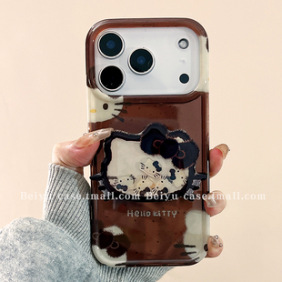 可爱卡通美拉德HelloKitty适用苹果17Promax手机壳iphone16pro新款15pro小众14带支架13创意15硅胶17pro全包