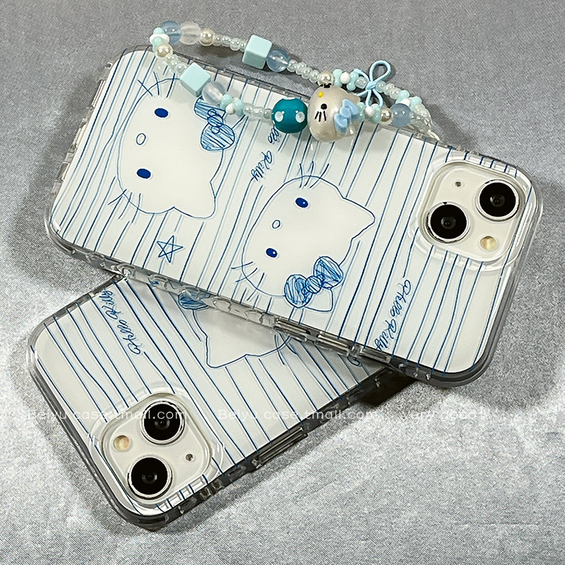 可爱卡通涂鸦HelloKitty适用苹果16Promax手机壳iphone15pro新款14小众14pro硅胶13带链条16pro创意15全包女