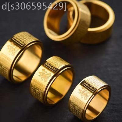 乐橙本命佛戒指十二生肖八大守护神转动心经指环情侣钛钢饰品对戒