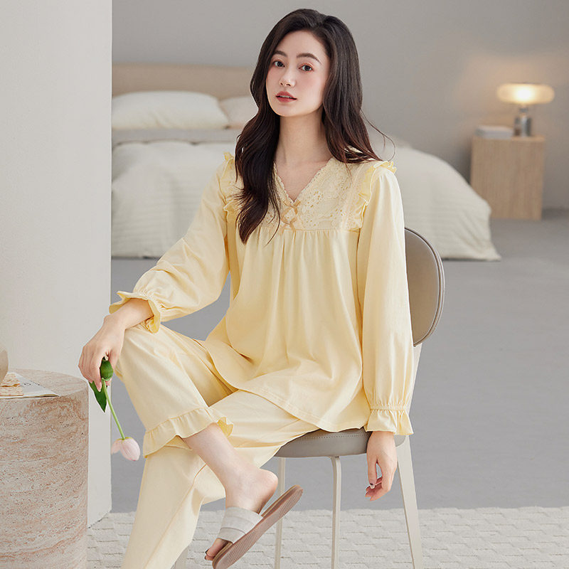 睡衣女春秋款家居服套装