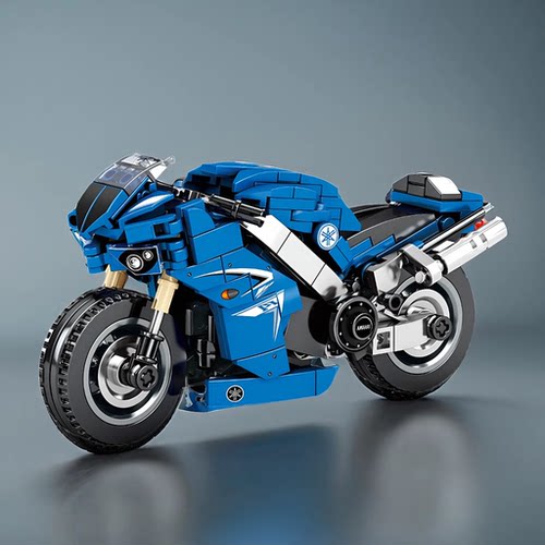 摩托积木拼装机械组男孩都爱