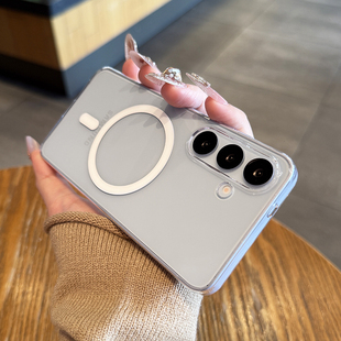 创意简约高级感防摔硬 透明亲肤轻薄质感s24ultra全包镜头s23 适用于三星s25ultra手机壳新款 轻薄无线磁吸s25