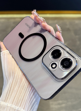 【高清透亮】适用于荣耀400手机壳新款轻薄透明无线磁吸honer400pro全包镜头防摔高级男女硬套