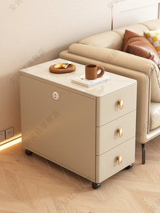 实木沙发侧边柜边几客厅家用轻奢高级感可移动岩板台面茶水柜茶台