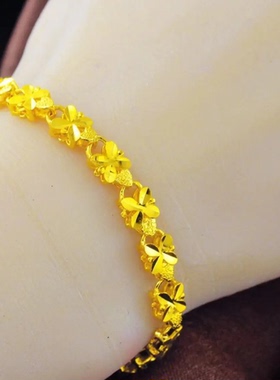 越南沙金手链女款四叶草转运